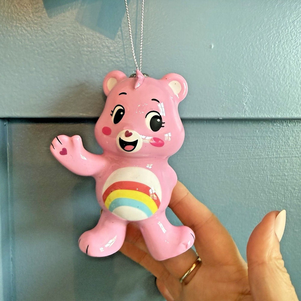 Care Bears Cheer Bear Christmas Ornament NWT Rainbow Pink Ruz 4" F/W